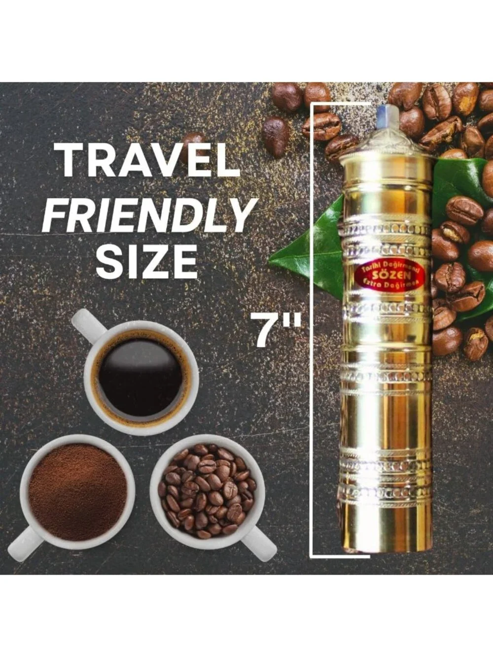 Adjustable Manual Coffee Grinder - Hand Crank Burr Mill for Espresso, Turkish